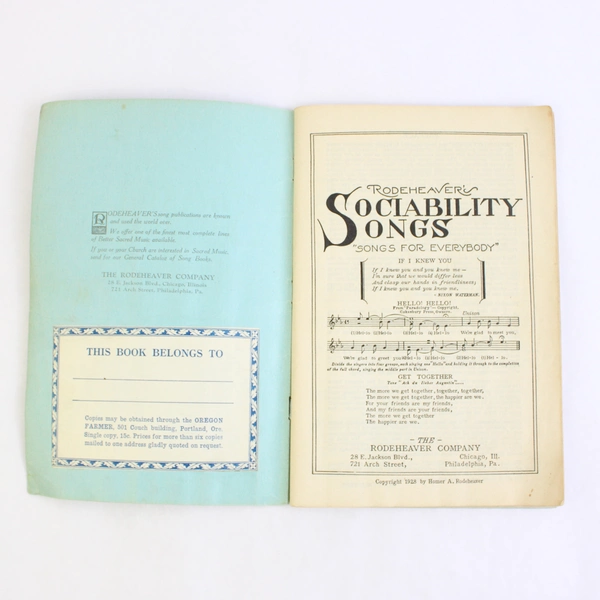 Vintage Sociability Songs For Community School Home 1928 Songbook Rodeheaver Co