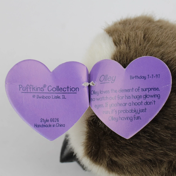 Vintage 1997 MJC Swibco Puffkins Olley The Owl 5" Plush Toy