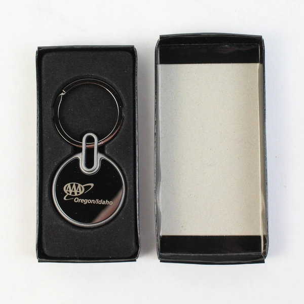  AAA Auto Club 50 Year Member Silver Promo Keychain Boxed 1.5"