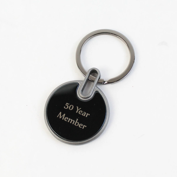  AAA Auto Club 50 Year Member Silver Promo Keychain Boxed 1.5"