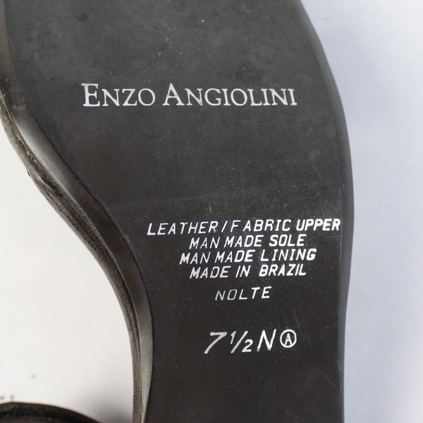 Enzo Angiolini Dark Brown Strappy Pump Square Toe Block Heel US Size 7.5 N