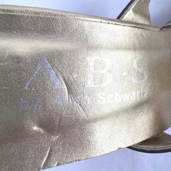 A.B.S. By Allen Schwarz Gold/Black Leather Square Toe Spool Heel US Size 8 AA