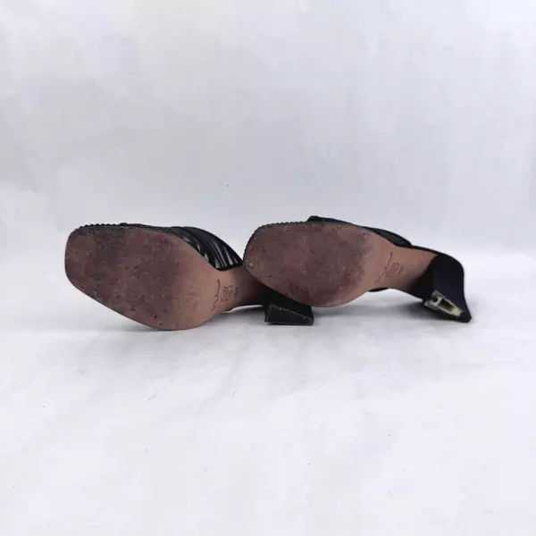 Nina Black Glitter Mule Square Toe Block Heel Mid Height US Size 7.5M