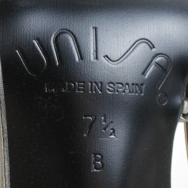 Unisa Silver Slip On Strappy Pump Square Toe Block Heel US Size 7.5B