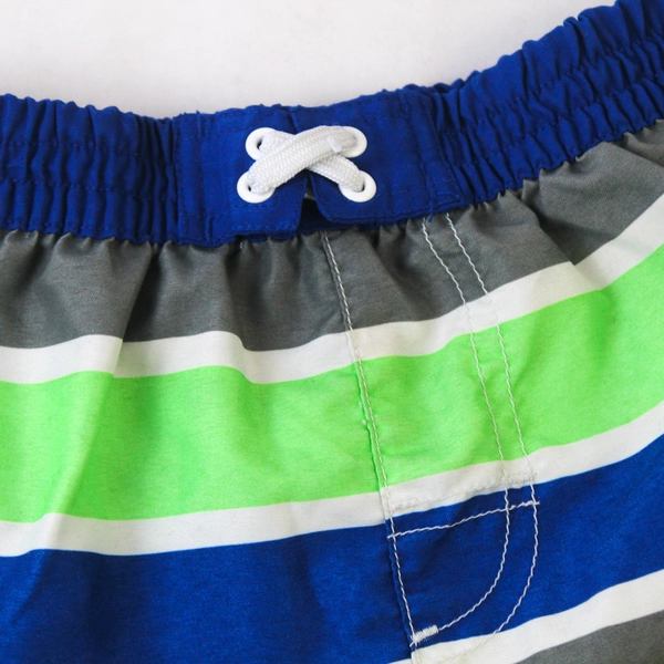 OP Boys 4T Swim Trunks Green & Blue Stripes Lined Swimwear - Pre-owned
