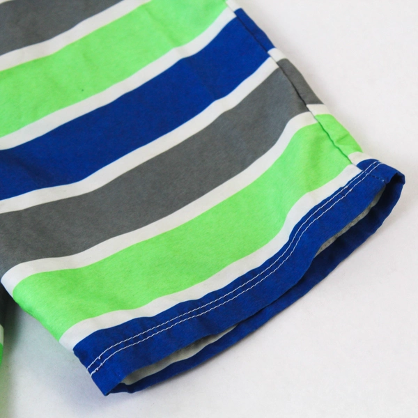 OP Boys 4T Swim Trunks Green & Blue Stripes Lined Swimwear - Pre-owned