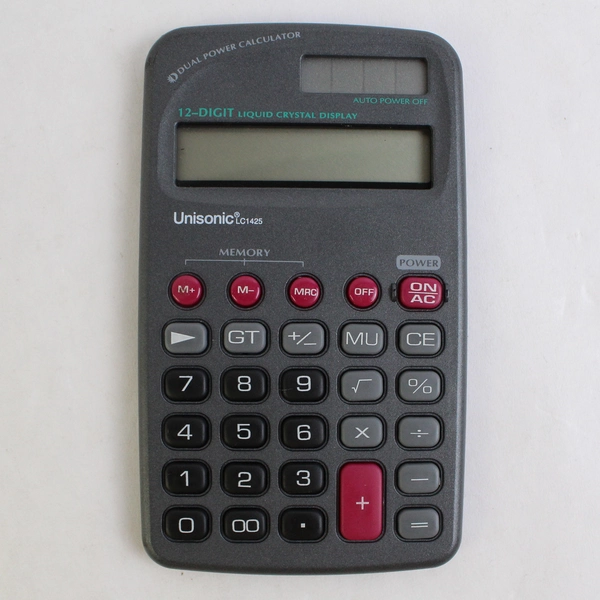 Vintage Unisonic 12 Digit Display Calculator LC 1425 Solar Powered
