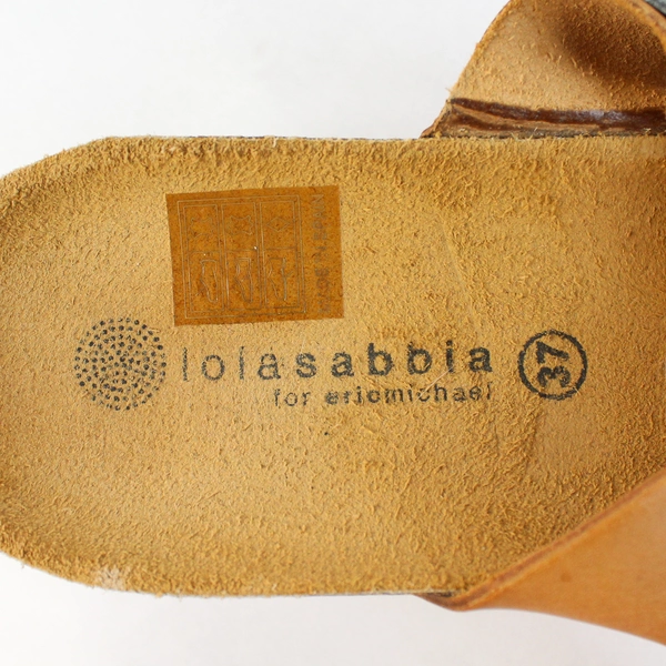 Lolasabbia Tan Leather Wedge Heel Sandal T-Strap Slip On US Size 6