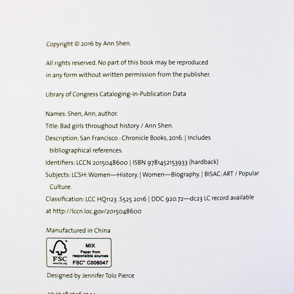 Bad Girls Throughout History by Ann Shen 100 Remarkable Women 2016 Hardcover