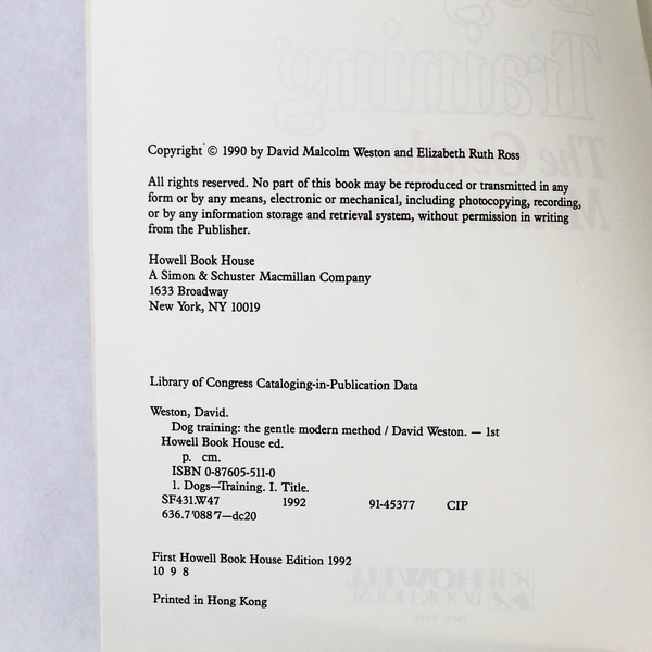 Dog Training: The Gentle Modern Method by David Weston 1990 Paperback