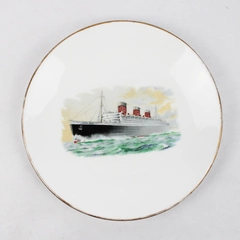 Vtg Crown Staffordshire Ceramic Queen Mary Ship Bread Plate 6.25" Diameter