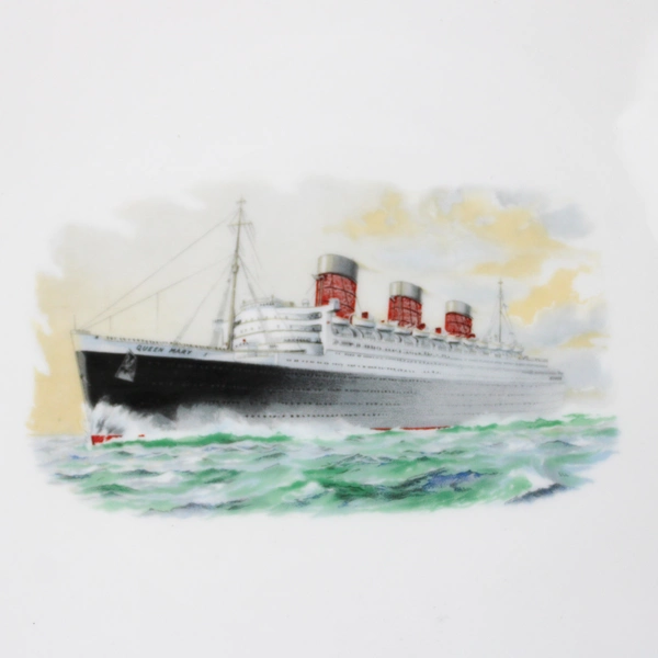 Vtg Crown Staffordshire Ceramic Queen Mary Ship Bread Plate 6.25" Diameter