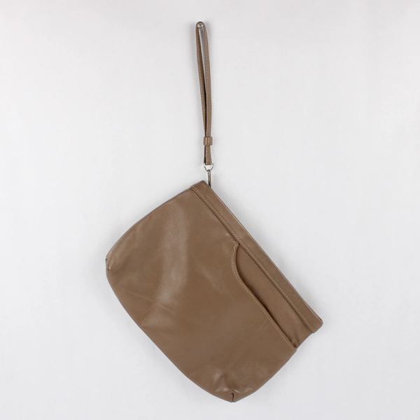 Etra Genuine Leather Medium Brown Wristlet Clutch Handbag