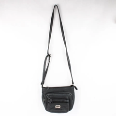 Multi Sac Black Faux Leather Vinyl Crossbody Purse
