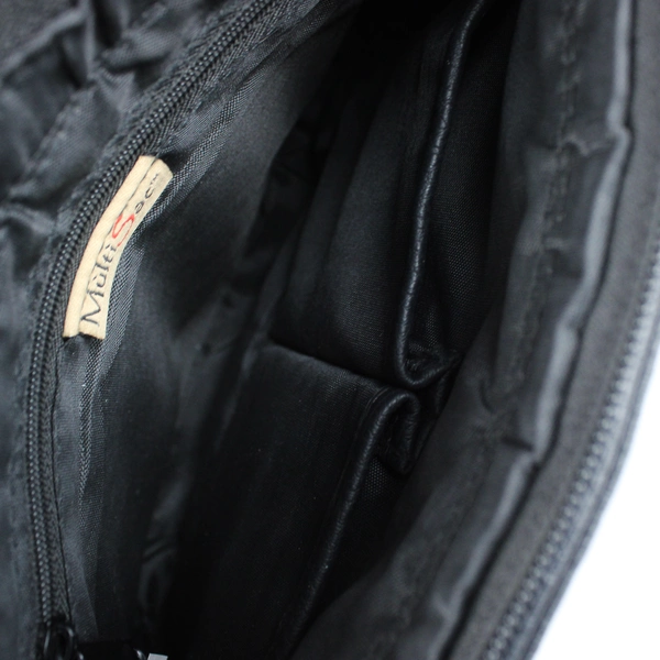 Multi Sac Black Faux Leather Vinyl Crossbody Purse