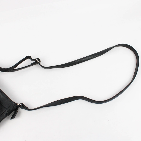 Multi Sac Black Faux Leather Vinyl Crossbody Purse