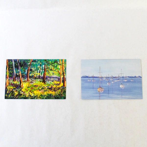 Lot of 2 Mouth & Foot Artists Blank Greeting Cards 4.5"x6.8"