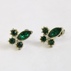 Vintage Gold Tone Emerald Screw Back Clip On Earrings