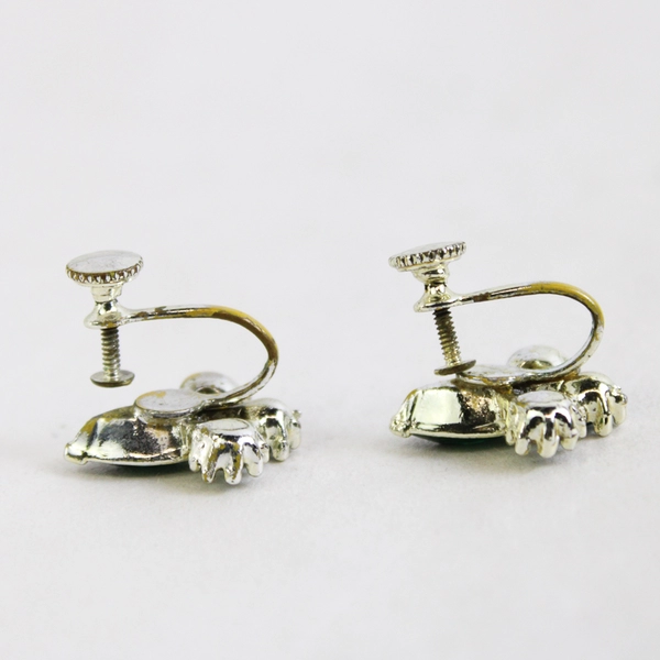 Vintage Gold Tone Emerald Screw Back Clip On Earrings