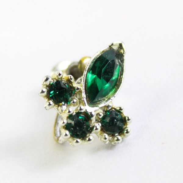 Vintage Gold Tone Emerald Screw Back Clip On Earrings