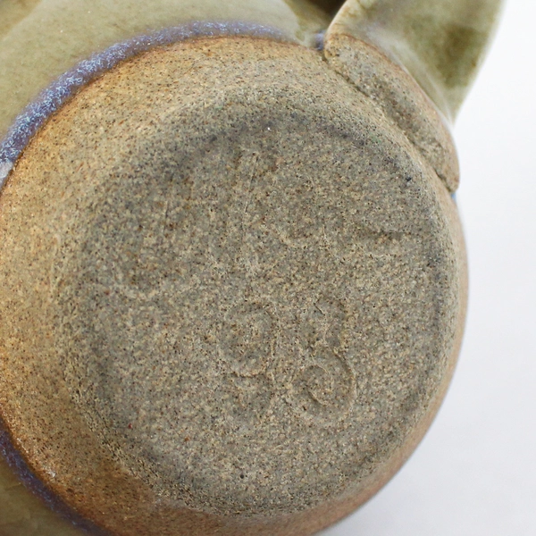 VTG Allen Pottery Mug Blue Green Signed Dated Stoneware Name "Pam" Inscribed