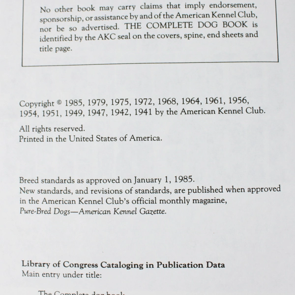 The Complete Dog Book by American Kennel Club Staff (1985, Hardcover)