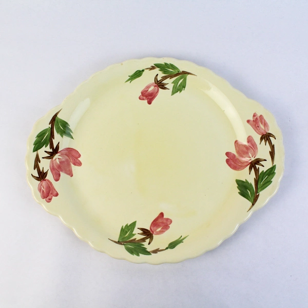 Continental Kilns Green Arbor Hand Painted Platter Pink Tulips 13.25 Inch