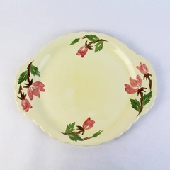 Continental Kilns Green Arbor Hand Painted Platter Pink Tulips 13.25 Inch