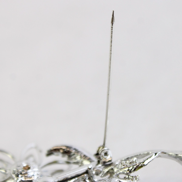 Vintage Blue Enamel And Rhinestone Floral Bouquet Brooch 3 Inch