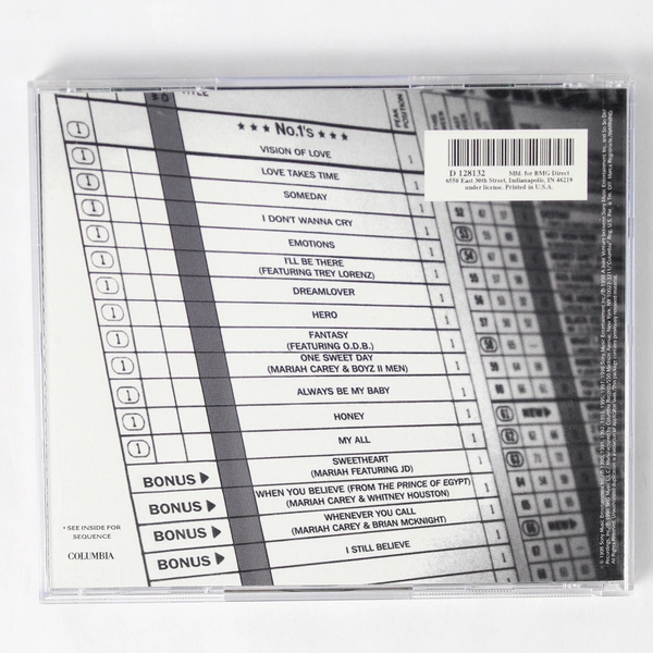 #1's Mariah Carey CD 1998 Columbia BMG