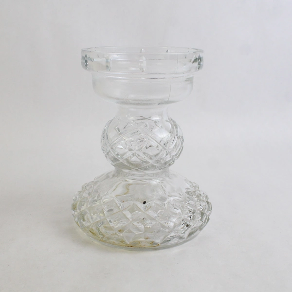 Vintage 2 Piece Clear Glass Hurricane Lamp with Reusable Votive Candle