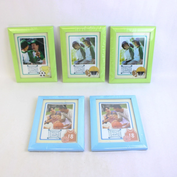 Lot of 5 Sports Picture Photo Frames 4" x 6", Green and Blue, Sealed 