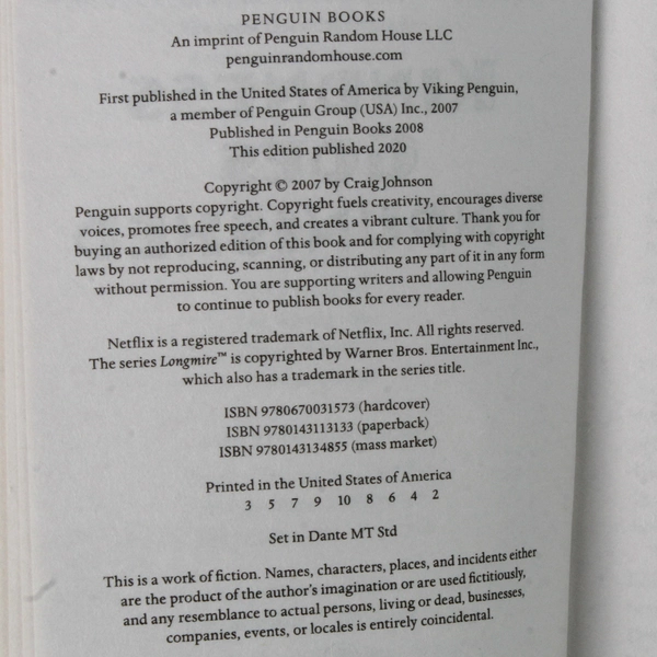 Kindness Goes Unpunished by Craig Johnson 2020 Longmire Mystery Paperback