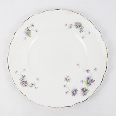 Vintage Homer Laughlin Purple Flower 10" Diameter Ivory Gold Rimmed Plate