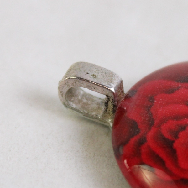 Vintage 1 Inch Red Acrylic Rose Pendant Red Parasol.com