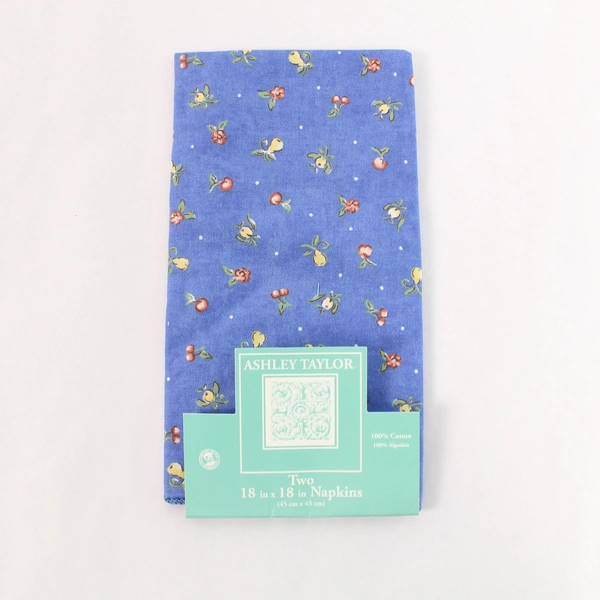 Ashley Taylor Lot of 2 Floral Napkins 18x18 Blue Red Yellow Summer Decor