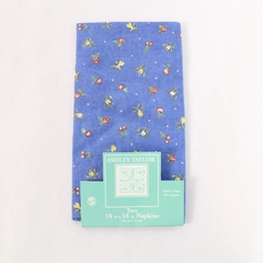 Ashley Taylor Lot of 2 Floral Napkins 18x18 Blue Red Yellow Summer Decor