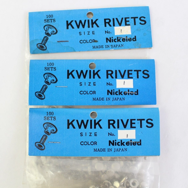 300 Sets Single Cap Nickeled Rivets, Kwik Rivets Size No 1 8mm Head 7mm Stem