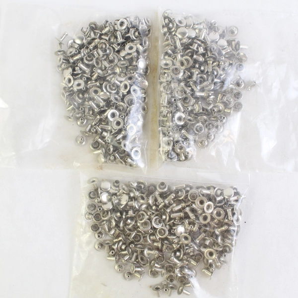 300 Sets Single Cap Nickeled Rivets, Kwik Rivets Size No 1 8mm Head 7mm Stem