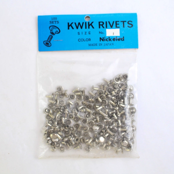 300 Sets Single Cap Nickeled Rivets, Kwik Rivets Size No 1 8mm Head 7mm Stem