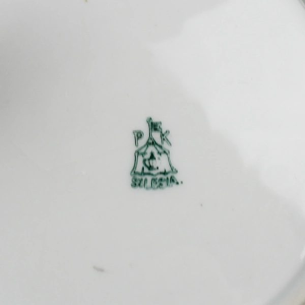 P K Silesia China Green Roses Bowl Lusterware 9" Diameter