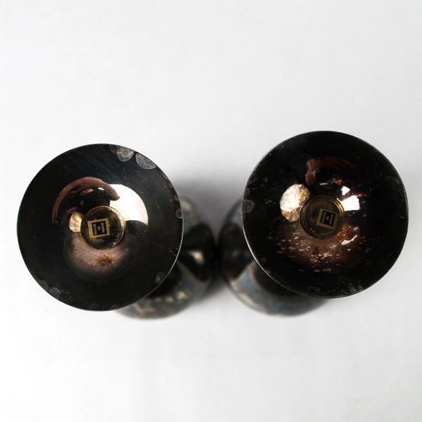 Lot of 2 Vintage Mid Century Modern Silver Plate Wine Goblets 8.25 Inch Tall