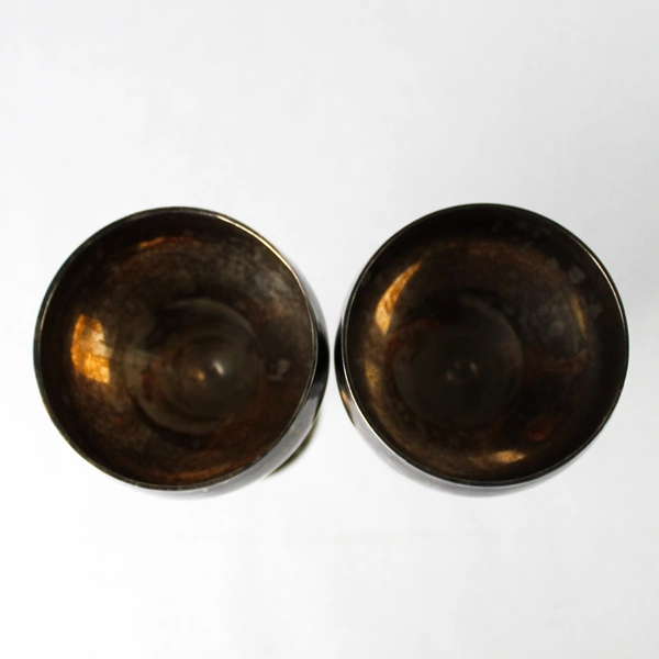 Lot of 2 Vintage Mid Century Modern Silver Plate Wine Goblets 8.25 Inch Tall