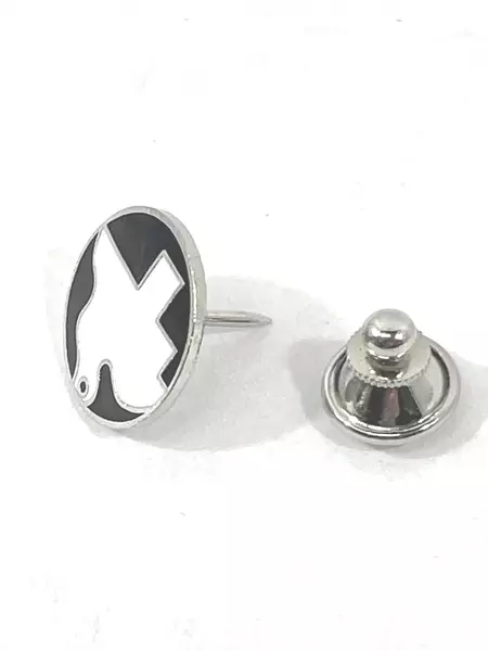 Vintage Men's Cufflinks Lot of 2 White Enamel Doves on Black Silver-Tone