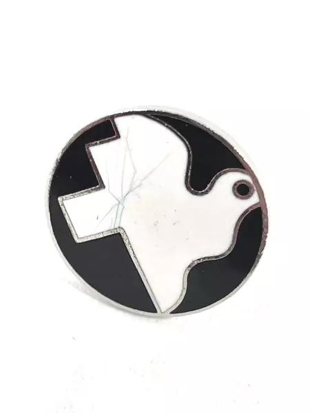 Vintage Men's Cufflinks Lot of 2 White Enamel Doves on Black Silver-Tone