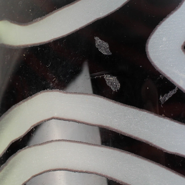 Large Black Glass Vase With Gray Swirls 17.5"