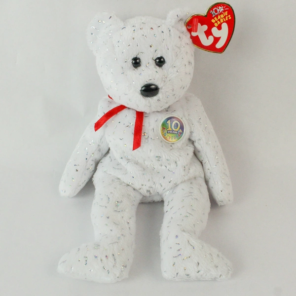 TY Beanie Baby Decade Anniversary Bear 2002 Retired Silver Tag Collectible
