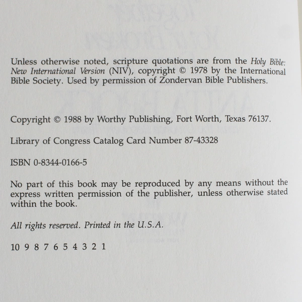 Divorce Recovery Piecing Together Your Broken Dreams Anita Brock 1988 HC DJ 