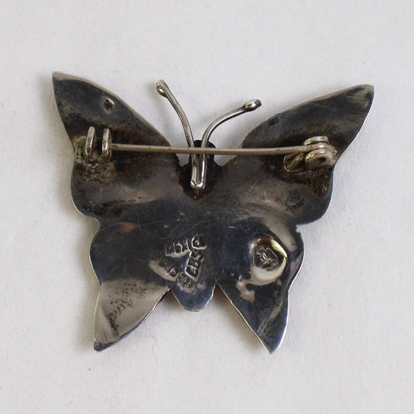 Vintage CBS Sterling Silver And Abalone Shell Butterfly Brooch Made In Mexico