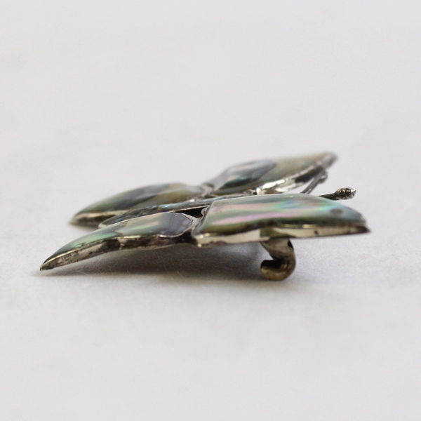 Vintage CBS Sterling Silver And Abalone Shell Butterfly Brooch Made In Mexico